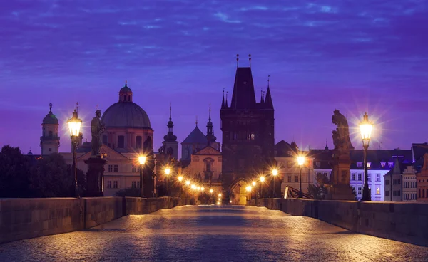 Ранок Схід сонця Карлового мосту Праги Стокове Зображення