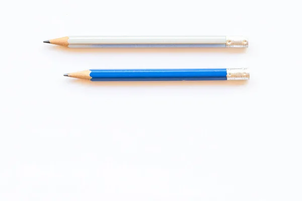 Ołówek Stacjonarny Student Układ Płaski Świecki Styl Tle Biały — Zdjęcie stockowe