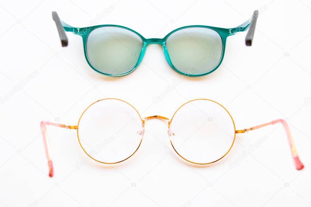 spectacles health care for eyes of lifestyle arrangement flat lay style on background white 