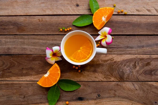 Orange Vitamin Water Health Care Arrangement Flat Lay Style Background — Stock Photo, Image