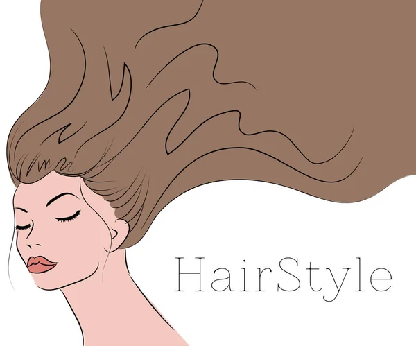 Girl Long Hair Banner — Stock Vector