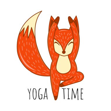 Sevimli kızıl tilki yoga yapıyor.