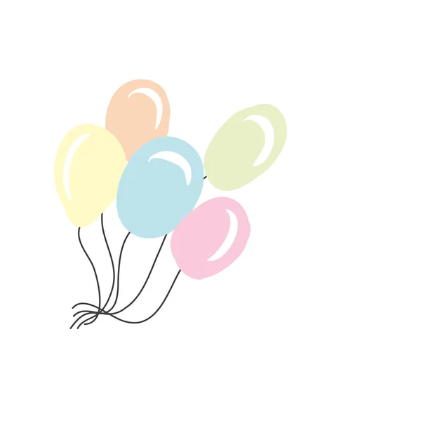 五彩缤纷的气球系在一根绳子上 — 图库矢量图片