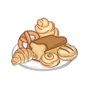 Lezzetli bir tabak hamur işi ve ekmek.