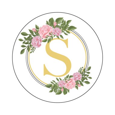 Gül ve altınla süslenmiş çiçek çerçevesi