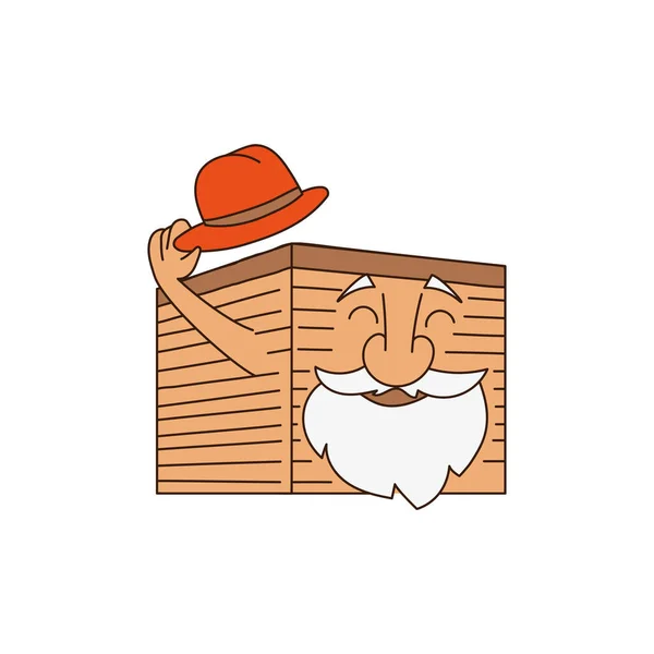 Une Vieille Maison Avec Une Barbe Chapeau — Image vectorielle