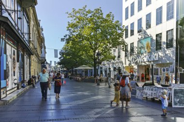 BELGRAD, SERBIA - 12 Ağustos 2019: Knez Mihailova Stree
