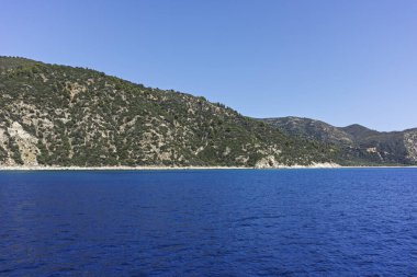 Athos Dağı 'nın Kutsal Dağ Özerk Manastırı manzarası, Chalkidiki, Yunanistan
