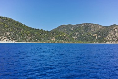 Athos Dağı 'nın Kutsal Dağ Özerk Manastırı manzarası, Chalkidiki, Yunanistan