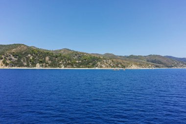Athos Dağı 'nın Kutsal Dağ Özerk Manastırı manzarası, Chalkidiki, Yunanistan