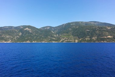 Athos Dağı 'nın Kutsal Dağ Özerk Manastırı manzarası, Chalkidiki, Yunanistan