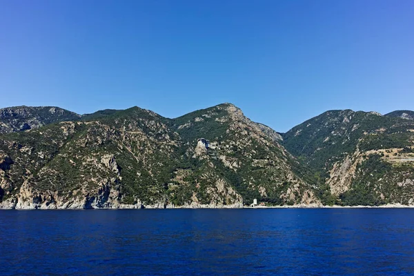 Landscape Mount Athos Autonomous Monastic State Holy Mountain Chalkidiki Greece — Stock Photo, Image