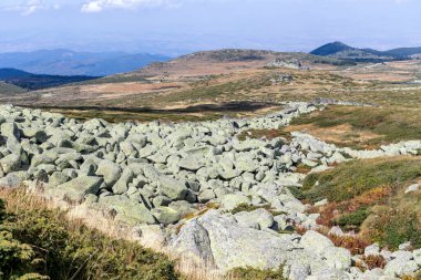 Bulgaristan 'ın başkenti Sofya' nın Vitosha Dağı 'nda Cherni Vrah için yapılan yürüyüş parkurundan sonbahar manzarası
