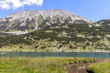 Bulgaristan 'ın Pirin Dağı ve Balık Banderitsa gölünün yaz manzarası