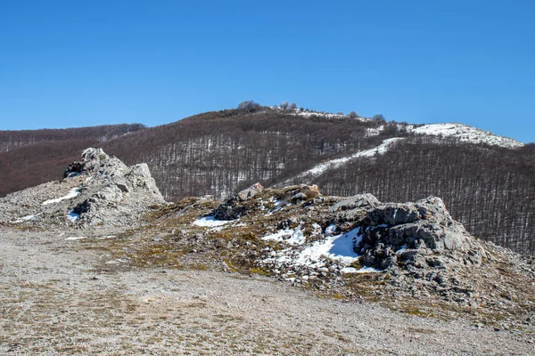 Veduta Aerea Invernale Della Montagna Konyavska Regione Kyustendil Bulgaria — Foto Stock