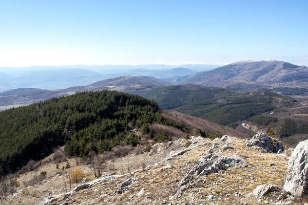 Vista Aérea Invierno Montaña Konyavska Región Kyustendil Bulgaria — Foto de Stock