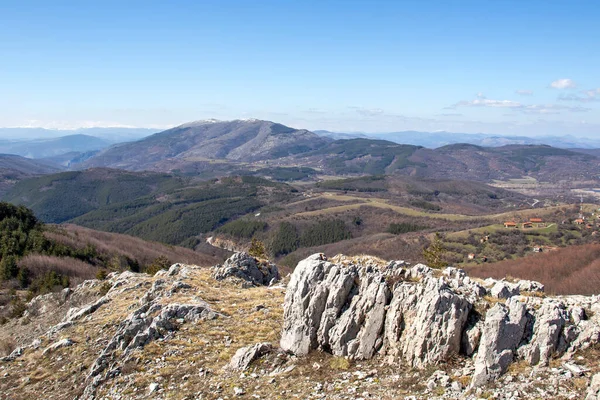 Veduta Aerea Invernale Della Montagna Konyavska Regione Kyustendil Bulgaria — Foto Stock