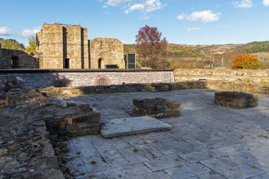 VELIKO TARNOVO, BULGARIA - NOVEMBER 1, 2020:  Ruins of The capital city of the Second Bulgarian Empire medieval stronghold Tsarevets, Veliko Tarnovo, Bulgaria