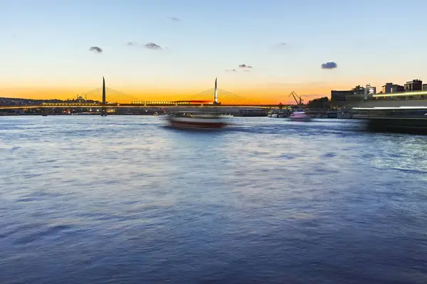 Istanbul Turkey Juli 2019 Geweldige Zonsondergang Van Gouden Hoorn Istanbul — Stockfoto