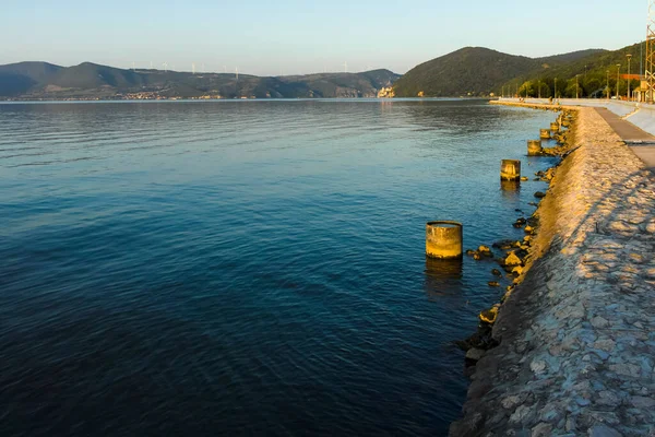 Golubac Serbia August 2019 Amazing Sunset Landscape Costal Street Danube — Stock Fotó