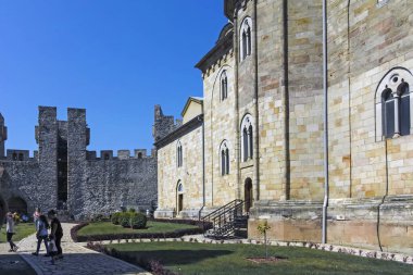 DESPOTOVAC, SERBIA - 11 Ağustos 2019: Manasija manastırı, Sumadija ve Batı Sırbistan 'daki ortaçağ binaları