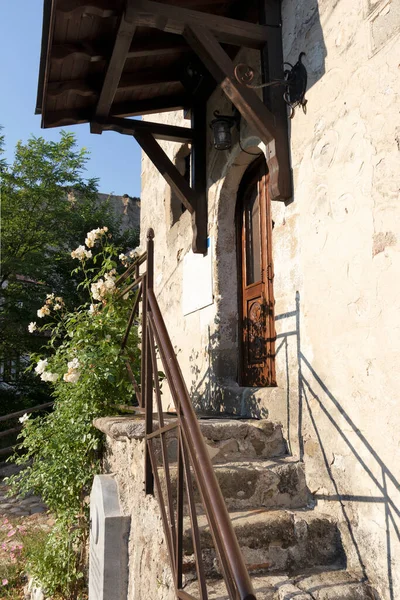 Típica Calle Casas Antiguas Ciudad Histórica Melnik Región Blagoevgrad Bulgaria — Foto de Stock