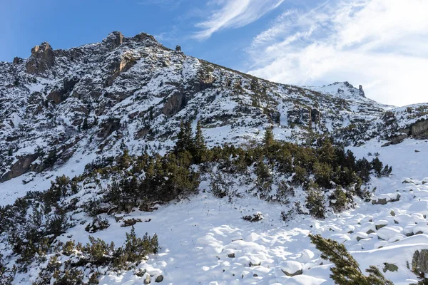 Paisagem Inverno Incrível Rila Mountain Perto Malyovitsa Pico Bulgária — Fotografia de Stock