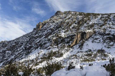 Bulgaristan 'ın Malyovitsa zirvesi yakınlarındaki Rila Dağı' nın şaşırtıcı kış manzarası