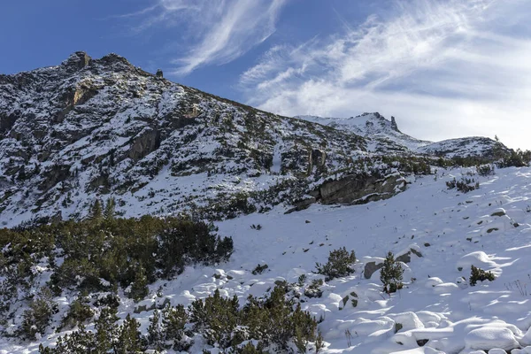 Paisagem Inverno Incrível Rila Mountain Perto Malyovitsa Pico Bulgária — Fotografia de Stock