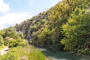 Summer landscape of Iskar Panega Geopark along the Gold Panega River, Bulgaria