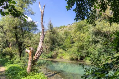 Summer landscape of Iskar Panega Geopark along the Gold Panega River, Bulgaria