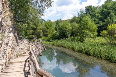 Summer landscape of Iskar Panega Geopark along the Gold Panega River, Bulgaria