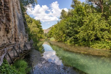 Summer landscape of Iskar Panega Geopark along the Gold Panega River, Bulgaria