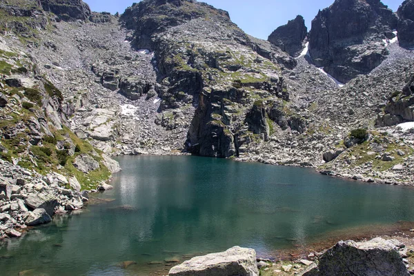 Paysage Incroyable Lac Effrayant Des Sommets Des Kupens Montagne Rila — Photo