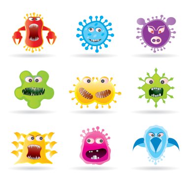 Bugs, germs and virus icons clipart