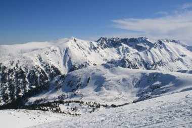 Kış Pirin Dağları Panoraması. Kayak Merkezi, Bansk
