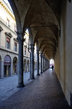 BOLOGNA, İtalya - 07 Aralık 2024: Bologna 'nın Eski Kasabası Panorama, Emilia-Romagna Bölgesi, İtalya