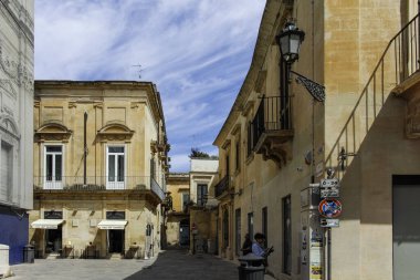 LECCE, İtalya - 12 Mayıs 2024: İtalya 'nın Apulia Bölgesi' ndeki Eski Lecce kasabasının muhteşem manzarası