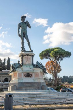 FLORENCE, İTALYA - 05 Aralık 2024: Floransa, Toskana Bölgesi, İtalya 'nın Eski Kenti Panorama