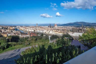 FLORENCE, İTALYA - 05 Aralık 2024: Floransa, Toskana Bölgesi, İtalya 'nın Eski Kenti Panorama