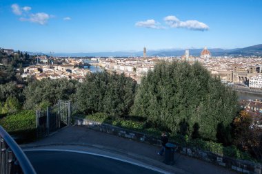 FLORENCE, İTALYA - 05 Aralık 2024: Floransa, Toskana Bölgesi, İtalya 'nın Eski Kenti Panorama