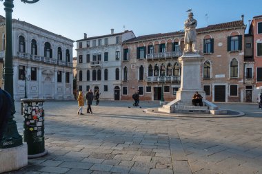 VENICE, İtalya - 05 Aralık 2024: Venedik, Veneto Bölgesi, İtalya 'nın Eski Kenti Panorama