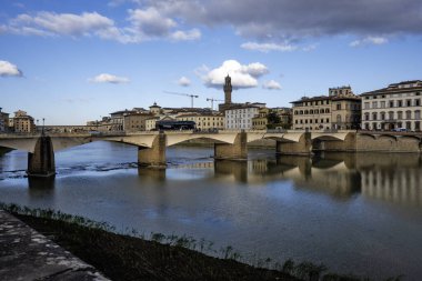 FLORENCE, İTALYA - 05 Aralık 2024: Floransa, Toskana Bölgesi, İtalya 'nın Eski Kenti Panorama