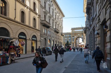FLORENCE, İTALYA - 05 Aralık 2024: Floransa, Toskana Bölgesi, İtalya 'nın Eski Kenti Panorama