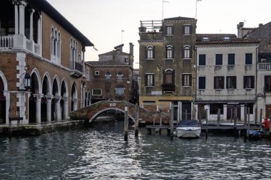 VENICE, İtalya - 05 Aralık 2024: Venedik, Veneto Bölgesi, İtalya 'nın Eski Kenti Panorama
