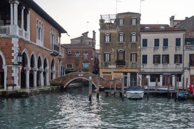 VENICE, İtalya - 05 Aralık 2024: Venedik, Veneto Bölgesi, İtalya 'nın Eski Kenti Panorama