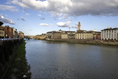 FLORENCE, İTALYA - 05 Aralık 2024: Floransa, Toskana Bölgesi, İtalya 'nın Eski Kenti Panorama