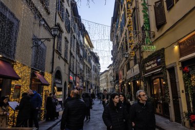 FLORENCE, İTALYA - 05 Aralık 2024: Floransa, Toskana Bölgesi, İtalya 'nın Eski Kenti Panorama