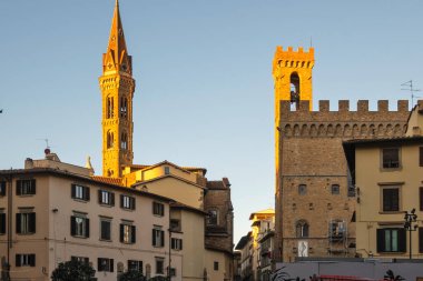 FLORENCE, İTALYA - 05 Aralık 2024: Floransa, Toskana Bölgesi, İtalya 'nın Eski Kenti Panorama