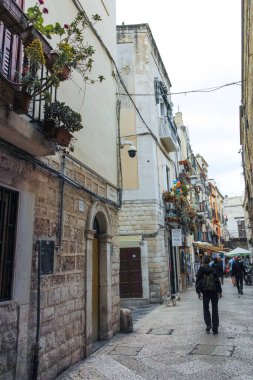 BARI, İtalya - 16 Mayıs 2024: Bari, Apulia Bölgesi, İtalya 'nın Eski Kasabası' nın inanılmaz manzarası